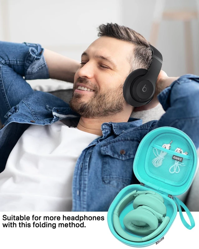 Alt view image 7 of 7 - Hard Storage Case Compatible with BERIBES, for TOZO, for KVIDIO, for Beats Over-Ear Headphones and More Headset, Travel Carrying Bag.(for Sale is Case Only) - Green