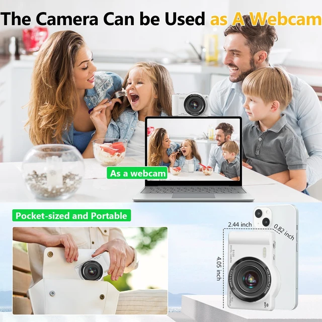 Alt view image 5 of 7 - 4K Digital Camera for Photography, Vlogging Cameras for YouTube with WiFi, Autofocus Touchscreen Point and Shoot Digital Camera for Beginner with 16X Zoom, 32GB Card, 2 Batteries, White