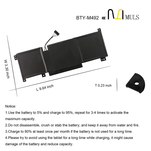 Alt view image 7 of 7 - BTY-M492 Laptop Battery for MSI WF66 WF76 11UI 11UJ Katana GF66 11UD 12UG 12UX GF76 11UE 12UD Crosshair 15 17 A11UCK A11UDK A11UEK Pulse GL66 GL76 11UDK 11UEK 11UCK Sword 15 A11U A11UD A11UE