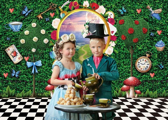 Alt view image 4 of 7 - Wonderland Backdrop for Photography Wonderland Tea Party Decorations 10x8FT Fairy Tale Castle Rabbit Green Leaf Birthday Background for Kids Baby Shower Newborn Portrait Photo Props