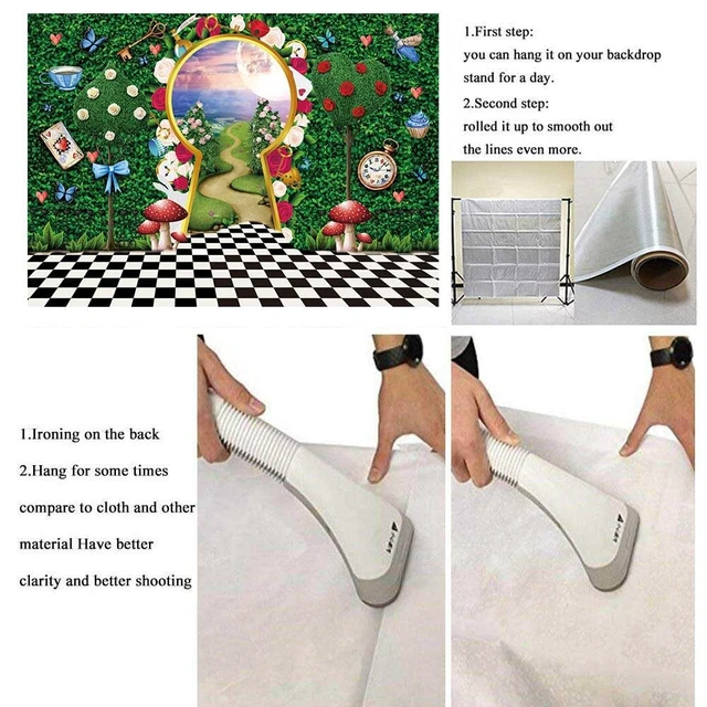 Alt view image 7 of 7 - Wonderland Backdrop for Photography Wonderland Tea Party Decorations 10x8FT Fairy Tale Castle Rabbit Green Leaf Birthday Background for Kids Baby Shower Newborn Portrait Photo Props