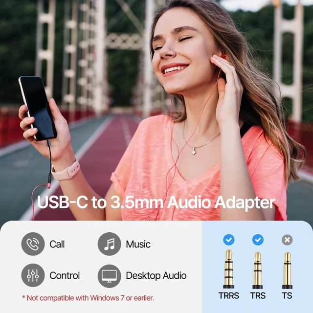 Alt view image 3 of 7 - A100 Smart DAC USB C to 3.5mm Headphone Jack Adapter with USB-A
