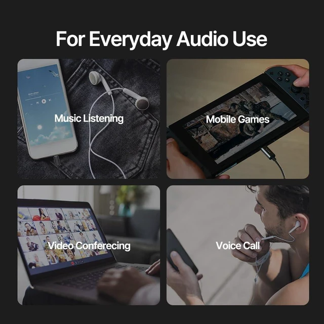 Alt view image 6 of 7 - A100 Smart DAC USB C to 3.5mm Headphone Jack Adapter with USB-A