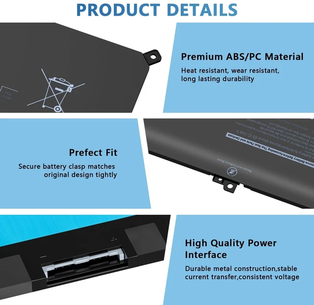 Alt view image 2 of 6 - 60Wh F3YGT Laptop Battery Compatible with Dell Latitude 12 7000 7280 7290 13 7380 7390 P29S002 14 7480 7490 P73G002 E7480 E7280 E7290 DM3WC DM6WC 2X39G