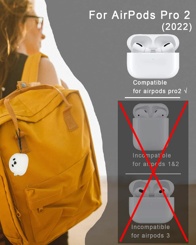 Alt view image 2 of 7 - 2 Packs Cute Luminous Ghost Face for AirPods Pro 2nd Generation Case Cover 2022 Released Silicone Accessories Set Kit for AirPods Pro 2 Gen Charging Case, Cartoon 3D Funny for AirPod Pro 2 Case