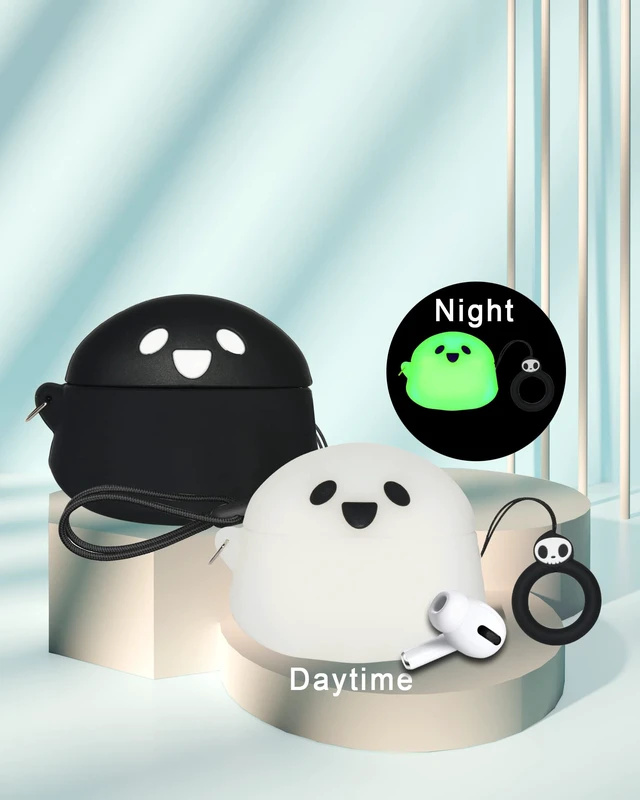 Alt view image 3 of 7 - 2 Packs Cute Luminous Ghost Face for AirPods Pro 2nd Generation Case Cover 2022 Released Silicone Accessories Set Kit for AirPods Pro 2 Gen Charging Case, Cartoon 3D Funny for AirPod Pro 2 Case