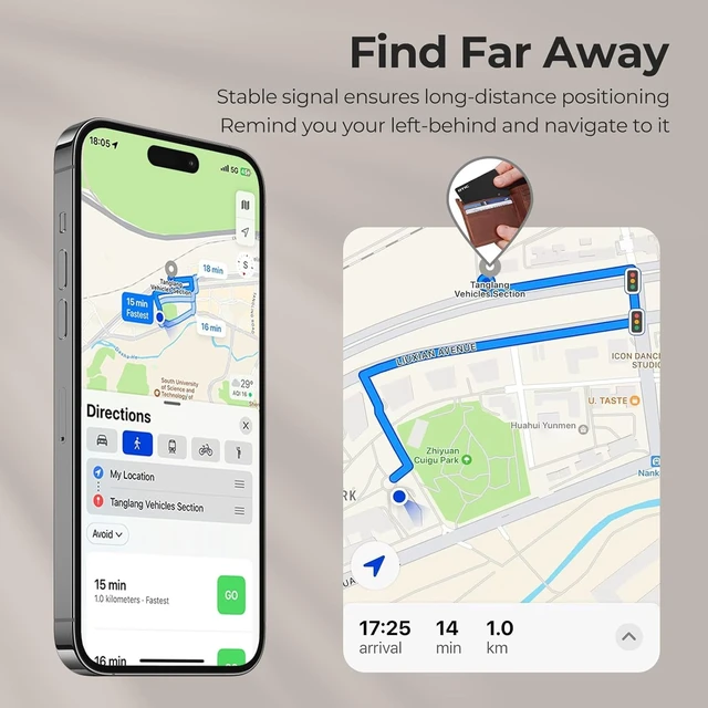 Alt view image 7 of 7 - Wallet Tracker Card, Ultra-Thin 1.7MM Rechargeable Finder, Works with Apple Find My (iOS Only), Item Locator for Luggage Tags, Passports, Phone, IP67 Waterproof, (2-Pack)