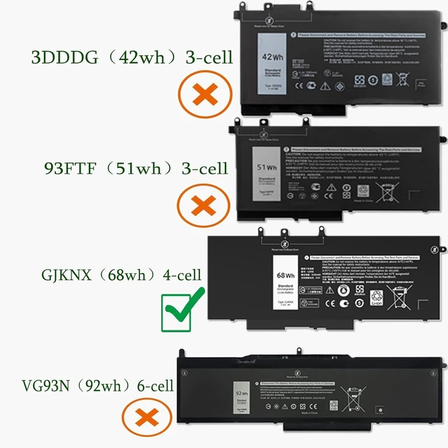Alt view image 4 of 7 - GJKNX Laptop Battery Replacement for Dell Latitude 5480 5580 5280 5288 5488 5590 5591 5490 5491 5495 E5480 E5580 E5490 E5590 Precision 15 3520 3530 Series GD1JP 0GD1JP DY9NT 5YHR4 451-BBZG 68WH 7.6V
