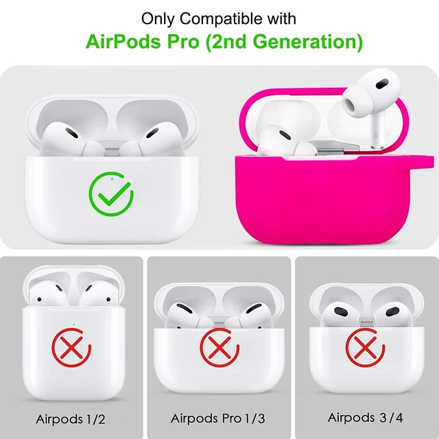 Alt view image 2 of 7 - Compatible with Airpods Pro 2nd Generation Case Cover 2022, Soft Silicone Protective Cover with Bracelet Keychain for Apple Airpods Pro 2 Case for Women (Hot Pink)