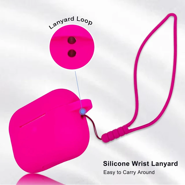 Alt view image 4 of 7 - Compatible with Airpods Pro 2nd Generation Case Cover 2022, Soft Silicone Protective Cover with Bracelet Keychain for Apple Airpods Pro 2 Case for Women (Hot Pink)