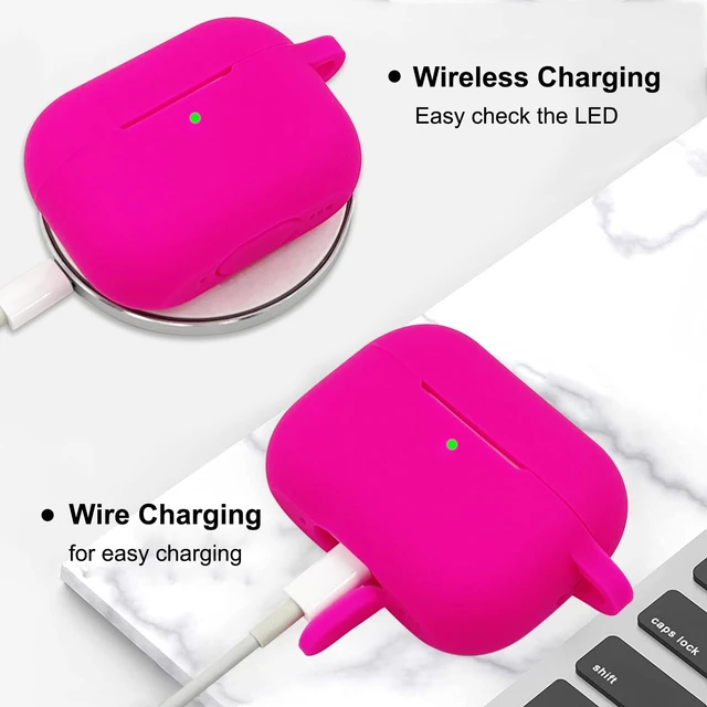 Alt view image 5 of 7 - Compatible with Airpods Pro 2nd Generation Case Cover 2022, Soft Silicone Protective Cover with Bracelet Keychain for Apple Airpods Pro 2 Case for Women (Hot Pink)