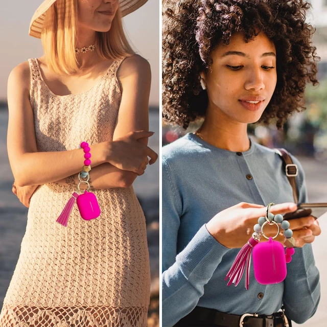 Alt view image 7 of 7 - Compatible with Airpods Pro 2nd Generation Case Cover 2022, Soft Silicone Protective Cover with Bracelet Keychain for Apple Airpods Pro 2 Case for Women (Hot Pink)