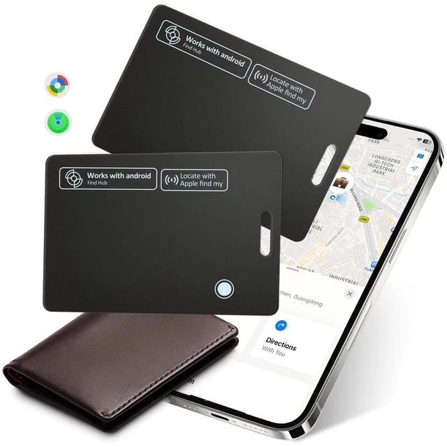 Main image of 2 Pack Wallet Tracker Card for Apple & Android, Tracking Card for Backpacks IP67 Waterproof Rechargeable, 160ft Range, Tracking Card, Anti-Lost Locator for Luggage Backpack Travel, Wireless Charging