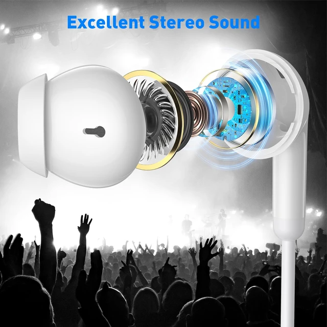 Alt view image 2 of 7 - 3.5mm Wired Earbuds in-Ear Headphones for MacBook Pro Air/Laptop/PC White Aux Corded Earphones with 3.5mm Jack Microphone Volume Control Plug-in Ear Buds for iPhone/Samsung/Android/Switch/Kid/School