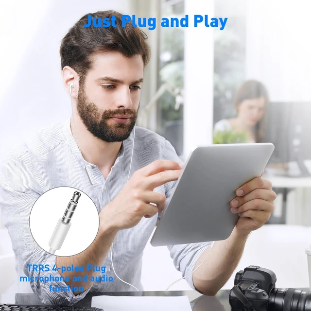 Alt view image 7 of 7 - 3.5mm Wired Earbuds in-Ear Headphones for MacBook Pro Air/Laptop/PC White Aux Corded Earphones with 3.5mm Jack Microphone Volume Control Plug-in Ear Buds for iPhone/Samsung/Android/Switch/Kid/School