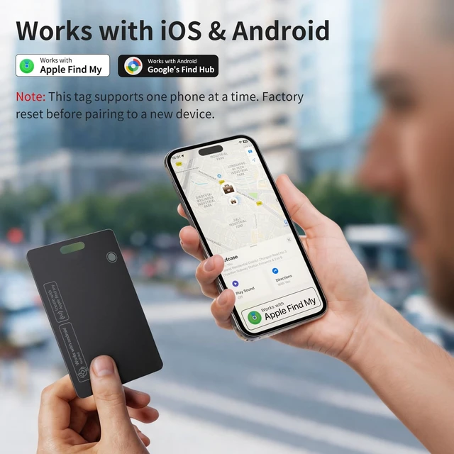 Alt view image 2 of 7 - 2 Pack Wallet Tracker Card for Apple & Android, Tracking Card for Backpacks IP67 Waterproof Rechargeable, 160ft Range, Tracking Card, Anti-Lost Locator for Luggage Backpack Travel, Wireless Charging