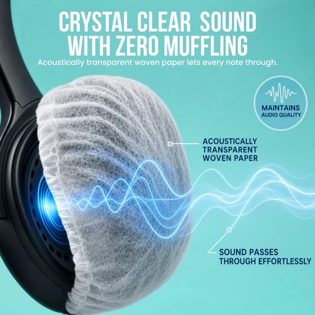 Alt view image 2 of 7 - Headphone Covers - Disposable Headset Ear Covers - 50 Pair (2.5")