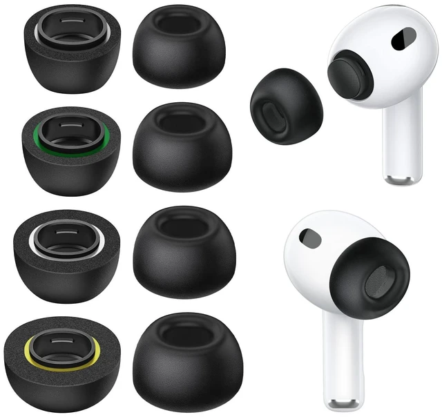 Main image of Memory Foam Ear Tips for AirPods Pro 3 (XS/S/M/L, 4 Pairs-Black) Secure Fit, Noise Cancel Improved, Cushiony Memory Foam Tips with Portable Storage Box, Replacement Ear Tip