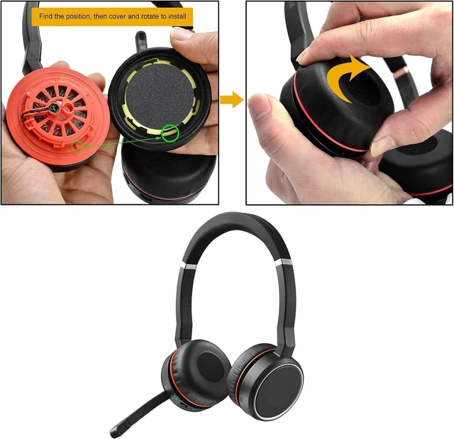Alt view image 5 of 7 - Protein Leather and Mat Earpads for Jabra Evolve 75 Headset Also for Jabra Evolve 75(75UC 75MS 75SE)Headset(Do not fit Jabra Evolve2 75 PC),Earpads and Mic Foam Replacement