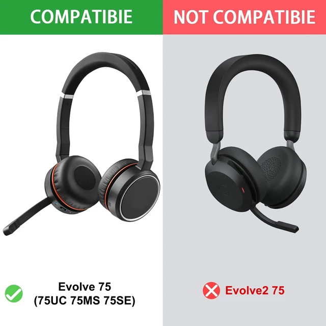 Alt view image 2 of 7 - Protein Leather and Mat Earpads for Jabra Evolve 75 Headset Also for Jabra Evolve 75(75UC 75MS 75SE)Headset(Do not fit Jabra Evolve2 75 PC),Earpads and Mic Foam Replacement
