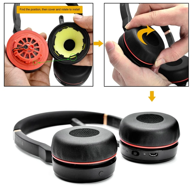 Alt view image 5 of 7 - Protein Leather Earpads for Jabra Evolve 75 Headset Also for Jabra Evolve 75(75UC 75MS 75SE)Headset(Do not fit Jabra Evolve2 75 PC),Earpads and Mic Foam Replacement