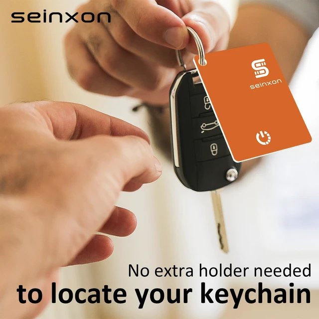 Alt view image 2 of 6 - Keys Tracker Wallet Finder Card IP68 Luggage Purse Item Tracker Works with Apple Find My APP & Network with Recharge Clip (iOS Only) Orange