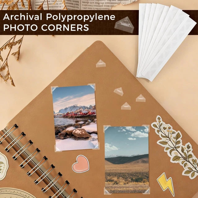 Alt view image 2 of 5 - Archival Polypropylene Photo Corners, 0.5 Inches, 240 PCS Acid-Free, Pressure Sensitive, Mounting for Pictures, Scrapbook, and Artwork