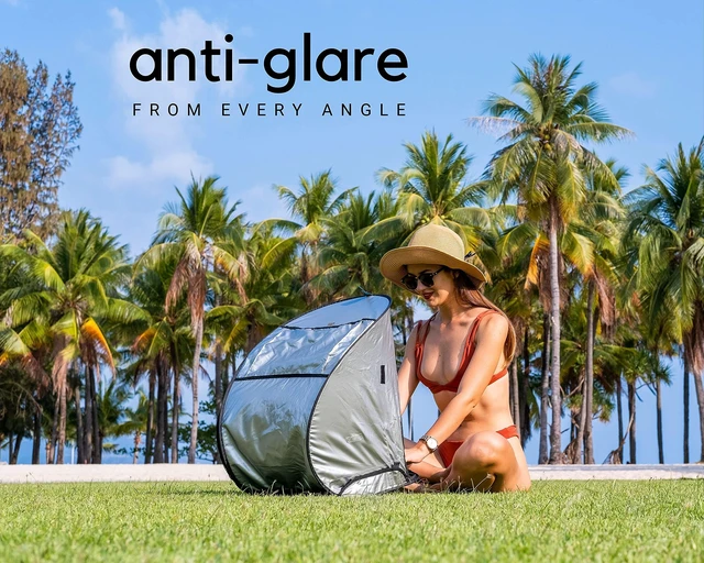 Alt view image 2 of 7 - Laptop Sun Shade for Working Outside Glare Blocker Heat Reflective Waterproof Fits up to 17 Screens Foldable & Portable Privacy Screen Hood Tent for Outdoors Perfect Viewing Angle