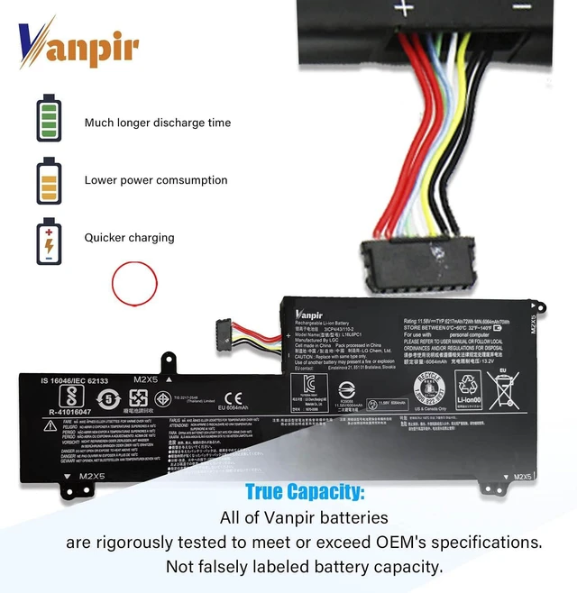 Alt view image 3 of 7 - L16L6PC1 Laptop Battery, 11.58V 72Wh 6217mAh Compatible with Lenovo Yoga 720-15IKB Series Notebook L16M6PC1 L16C6PC1 5B10M53745 5B10M53743 5B10M53744