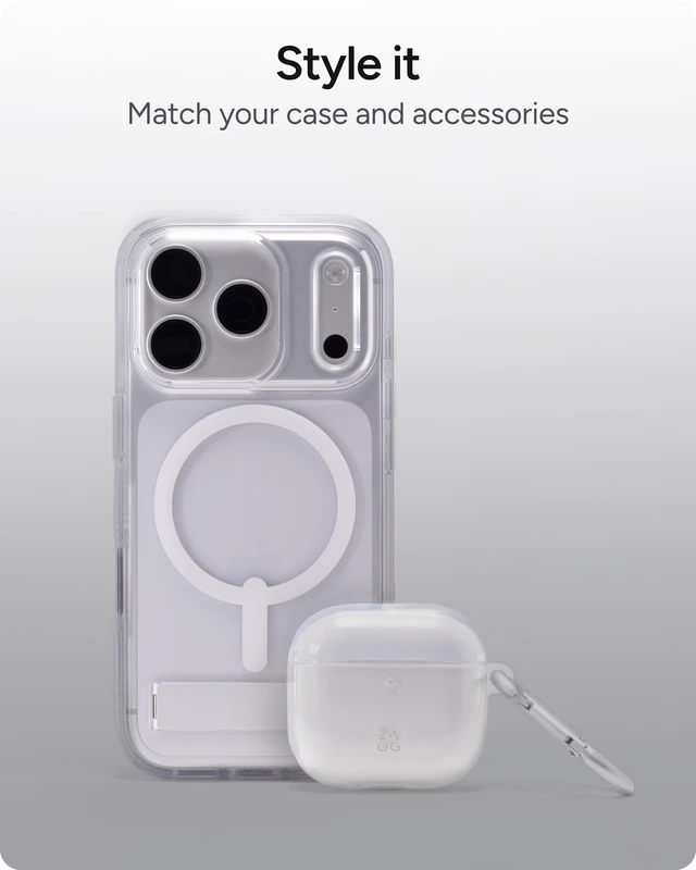 Alt view image 6 of 7 - Case with Carabiner for AirPods 4 Wireless Charging Compatible Protective Cover 360° Drop, Dust & Scratch Protection, Durable Silicone Design, Clear