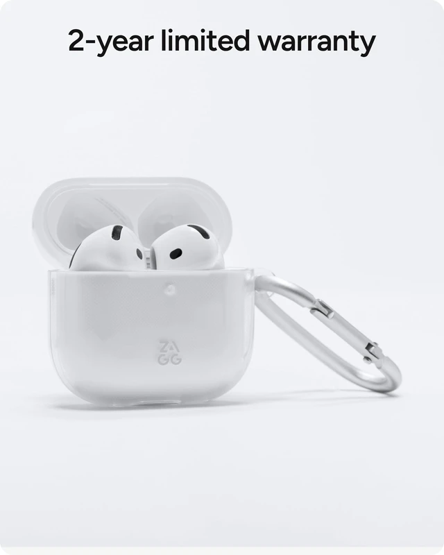 Alt view image 7 of 7 - Case with Carabiner for AirPods 4 Wireless Charging Compatible Protective Cover 360° Drop, Dust & Scratch Protection, Durable Silicone Design, Clear