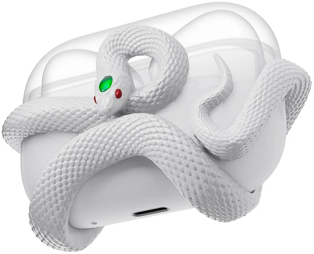 Main image of The Snake Case Cover Compatible with AirPods Pro Case 2nd/1st Generation. Distinctive Aesthetic, Gemstone Light-Up Head, Detail Sculpting, Compatible with AirPods Pro 2nd/1st, Bone White
