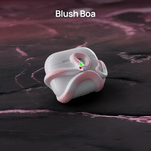 Alt view image 7 of 7 - The Snake Case Decorative Compatible with AirPods 4 Generation. Creative Aesthetic 3D Snake Case, Gemstone Light-Up Head, Detail Sculpting, Compatible with AirPods 4 th, Mystery Black