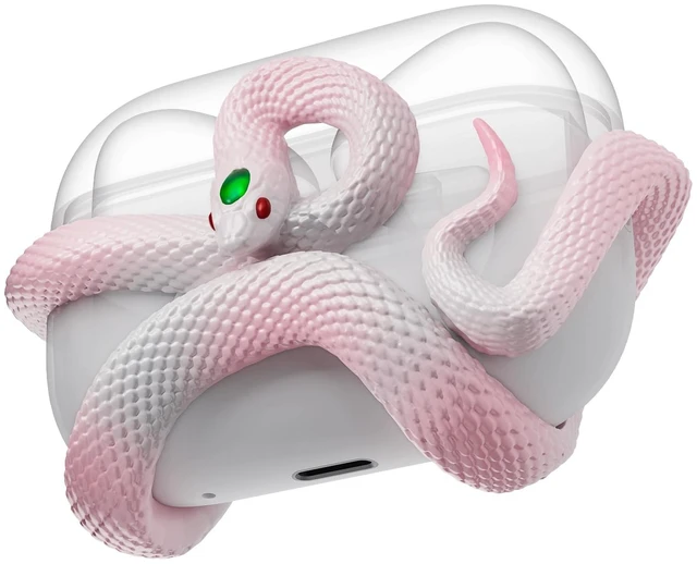 Main image of The SnakeCase 3D Cover Compatible with AirPods Pro Case 2nd/1st Generation. Distinctive Aesthetic, Gemstone Light-Up Head, Detail Sculpting, Compatible with AirPods Pro 2nd/1st, Blush Pink