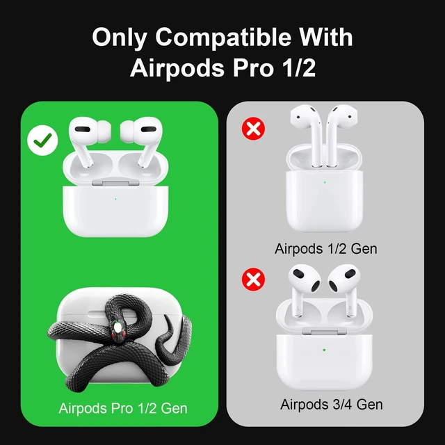 Alt view image 2 of 7 - The Snake Case Cover Compatible with AirPods Pro Case 2nd/1st Generation. Distinctive Aesthetic, Gemstone Light-Up Head, Detail Sculpting, Compatible with AirPods Pro 2nd/1st, Bone White