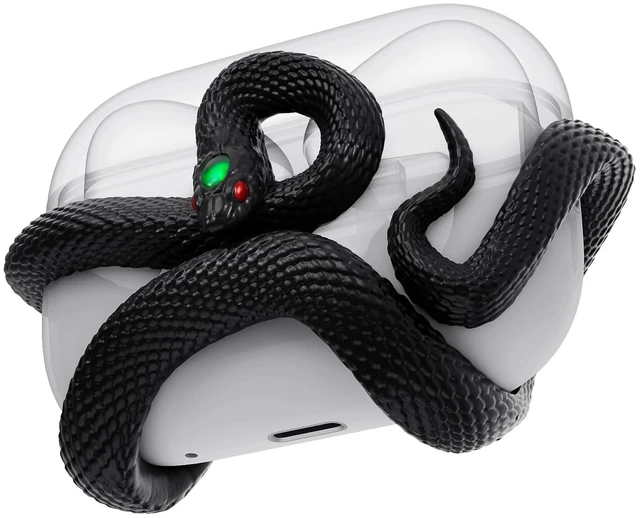 Main image of The Snake Case 3D Cover Compatible with AirPods Pro Case 2nd/1st Generation. Distinctive Aesthetic, Gemstone Light Head, Detail Sculpting, Compatible with AirPods Pro 2nd/1st, Mystery Black