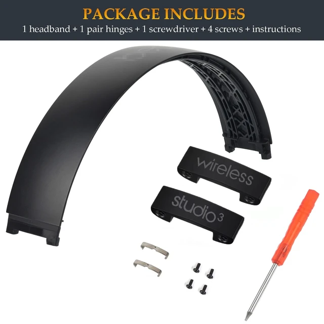 Alt view image 6 of 7 - Beat Studio 3 Headband and Hinge Same as the OEM Arch Band + Hinges Parts Replacement for Beats by Dre Studio3/A1914, Studio2 Wired/Wireless (B0500/B0501), Studio Pro/A2924 Headphones (Black)