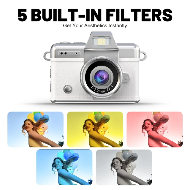 Alt view image 6 of 7 - Mini Keychain Camera HD Video Ultra-Compact Retro Digital Camera with 32GB SD Card USB Card Reader Adapter Portable Tiny Camera for Travel,Study,Daily VloggingWhite