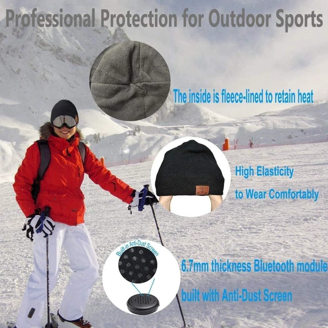 Alt view image 7 of 7 - Bluetooth Beanie, Wireless Beanie Headphones, Stylish Sleek Shape Bluetooth Hat, HD Stereo Sound, Built-in Mic, Tech Gifts for Men Women Friends Family Teens Boys Girls (White)