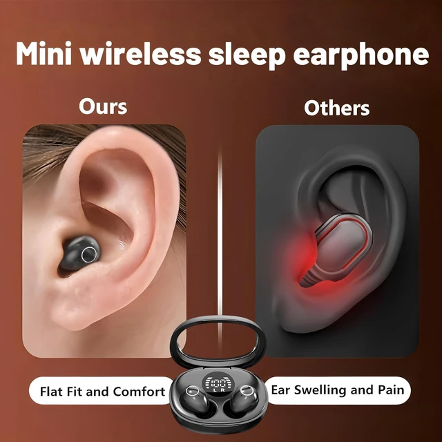 Alt view image 4 of 7 - Mini Invisible Sleep Wireless Bluetooth Headphones,Mini Invisible Silicone Sleep Earbuds for Side Sleepers,Invisible Headphones, Bluetooth Headset, for Music, Work, Study(White)