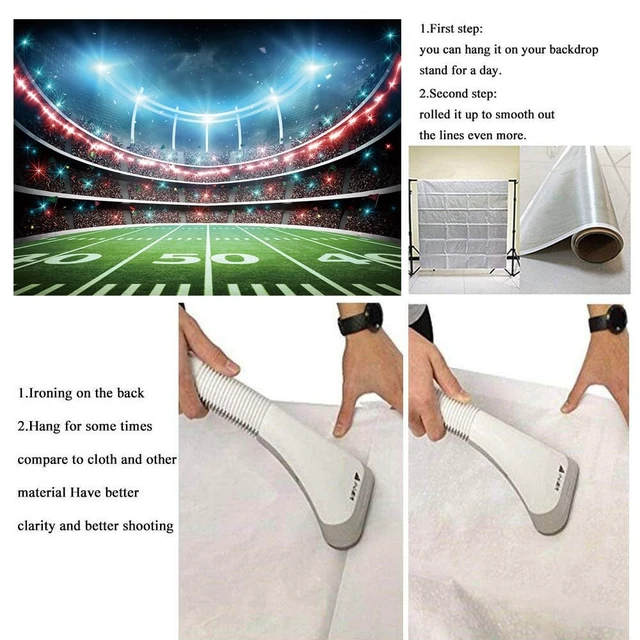 Alt view image 7 of 7 - Football Field Backdrop 8X6FT Sports Stadium Auditorium Light Background Football Photography Background, Football Theme Birthday Banner, Baby Shower Party Decoration Cake Table Photo Props
