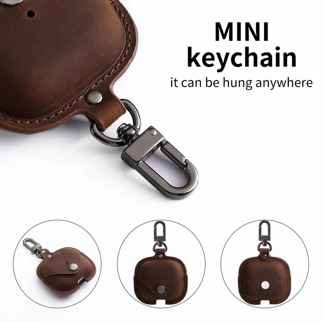 Alt view image 4 of 6 - Case Cover for Air Pods 3 (2021), Crazy Horse Cowhide Leather Case with Secure Snap-Fastener Compatible with Apple AirPods 3rd Generation Charging Case - Brown