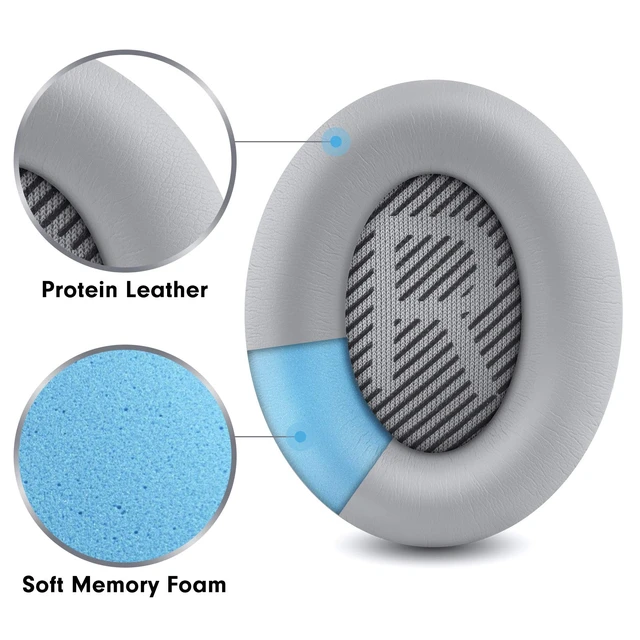 Alt view image 3 of 6 - Professional Replacement Ear Pads for Bose QuietComfort 35 QC15 QC25 QC2 QC35/ Ae2 Ae2i Ae2w SoundTrue & SoundLink Over-Ear/Around-Ear Headphones/Soft Protein Leather (Silver)