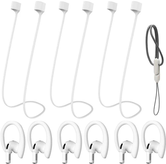 Main image of (3 Straps + 6 Earhook+1 Lanyard) Ultra Strong Magnetic AirPods Straps,Anti-Lost Cord for 4rd Pro 1st 2nd 3rd AirPods 1st 2nd Silicone Sports Lanyard and Ear Hook (9white+1gray)