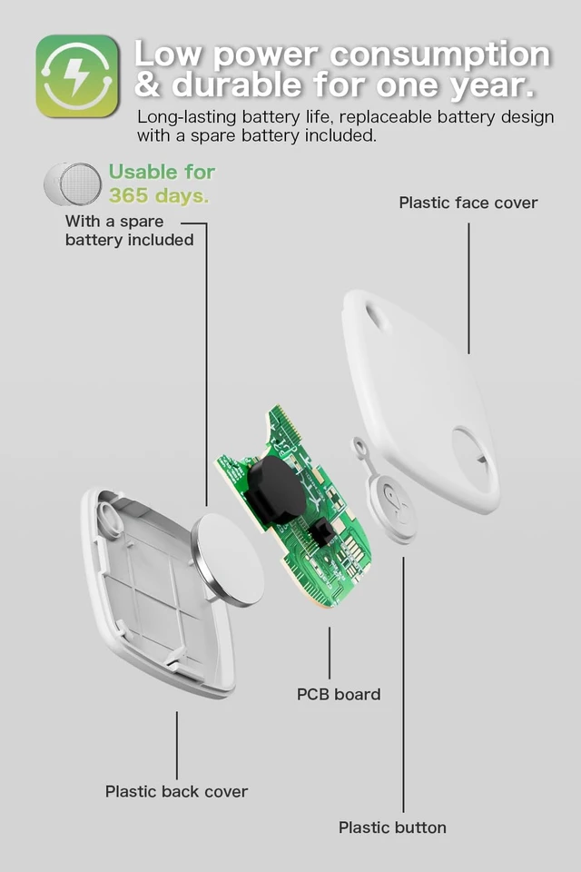 Alt view image 5 of 7 - Android Compatible Smart Tracker Tag- Tracker Tags for Android Phones, Supports Google Find My Device, 2026 New Model (2, White)