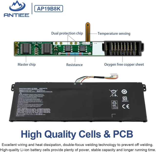 Alt view image 4 of 7 - AP19B8K AP19B5K Laptop Battery for Acer Aspire 3 A315-56 A315-57 A315-57G A315-58 A315-58G A315-59 A315-59G A317-53 A317-52 A317-53G Extensa 15 EX215-54 EX215-54G A317-53G-75TN 3INP5/82/70