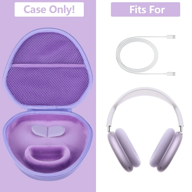 Alt view image 3 of 7 - Hard Case Replacement for Apple Airpods Max Over-Ear Headphones Hard Shell Shockproof, Portable Headphone Storage, Mesh Bag Organizer, Lightweight Travel