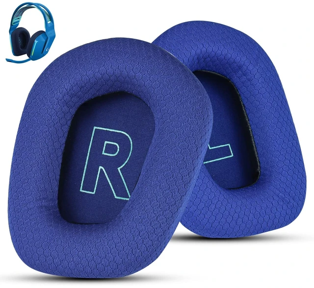 Main image of Fabric Replacement Ear Pads for Logitech G733 Gaming Headset, Also Fit Logitech G335 Wireless Headphone, EarPads Accessories with Soft Mesh Fabric & Isolation Foam (Blue)