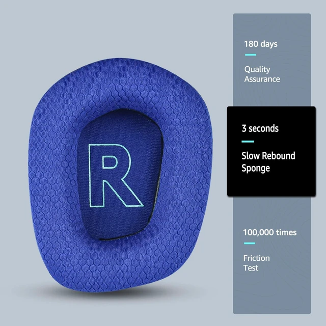 Alt view image 7 of 7 - Fabric Replacement Ear Pads for Logitech G733 Gaming Headset, Also Fit Logitech G335 Wireless Headphone, EarPads Accessories with Soft Mesh Fabric & Isolation Foam (Blue)