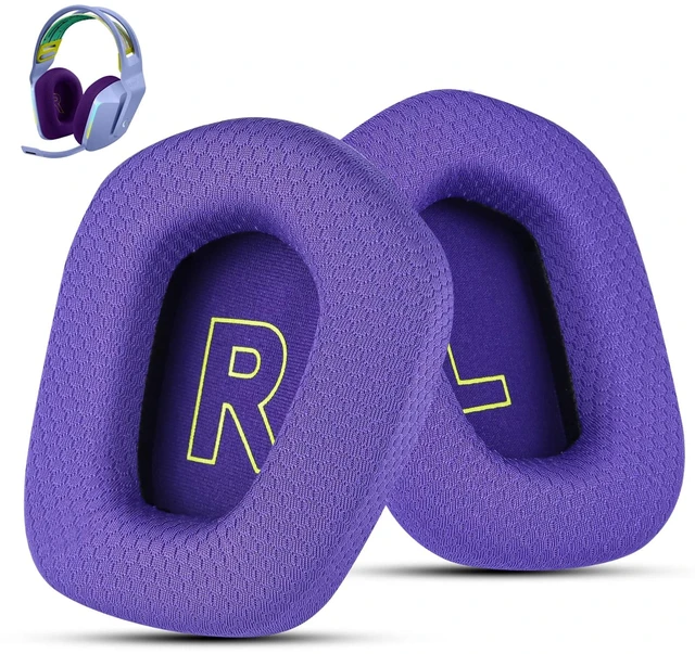 Main image of Fabric Replacement Ear Pads for Logitech G733 Gaming Headset, Also Fit Logitech G335 Wireless Headphone, EarPads Accessories with Soft Mesh Fabric & Isolation Foam (Purple)